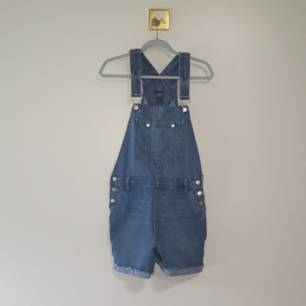 Gap Denim Shortalls Women's Medium Jean Overalls Shorts 100% Cotton Medium Wash